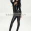 Wholsale Black Sexy Leather Catsuit for Woman with zipper