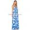 Custom print bohemian dress plus size flowing one piece maxi dress