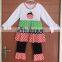 Winter Custom Children Red Xmas Outfits Set Baby Girls Christmas Clothes
