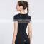Women Fitness Gym Polyseetr Clothing V Neck Short Sleeve Muscle Fit T-shirts
