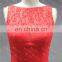 LN136 Latest Lace Mermaid Red Chapel Train Real Sample Sexy Back Open Evening Dress