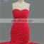 HMY-E0441 Sweetheart Ruffled Top Sheath Mermaid Long Train Ruffled Red Wedding Dress Organza