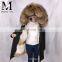 High Quality New Lovely Parka Genuine Raccoon Fur Hood Jacket Real Wolf Fur Parka