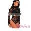 Black Mesh Print Long Sleeves Sexy Transparent Bodysuit Turkish Fashion Women Clothing