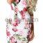 OEM women casual white floral printed midi dress for young girls summer fashion China supplier 2016