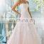 Sleevless Lace Applique Band and Flowers Wedding Gown