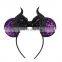 Halloween Minnie Ears Headband Minnie  Headband And Bow Custom Hair Wraps