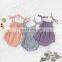 2020 spring and autumn new baby explosion cotton and linen solid color baby cute solid color sling triangle romper