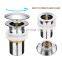 Sliver brass Chrome Basin Sink Waste Unslotted Modern Click Clack  Pop Up drain waste