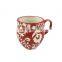 white 400ml custom logo purple ceramic embossed stoneware coffee tea mug