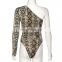 2021 Custom Zipper Deep, V Neck One Piece Female Leopard Women Sexy Body Suit/