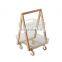 Nordic Shelf Storage Trolley 2 Tier Kitchen Rolling Wooded Leg Utility Cart With Wood Wheels