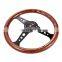 Classic steering wheel wood  flat pattern 350mm universal