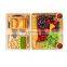 Bamboo Cheese Board Round Serving Tray 100% Natural With Cutlery Set