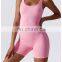 Hot Sale Custom Logo Ribbed Seamless One Piece Padded Sports Bra Jumpsuit Ladies Workout Fitness Gym Yoga Wear Clothes For Women