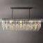 Modern led rectangular crystal chandelier ceiling luxury hanging lights for home indoor living room dining kitchen