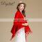 long sleeves women thick warm cashmere poncho sweater with tassel
