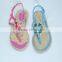 New Design Beautiful girls Candy Color With flower PCU Sandals