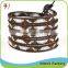 Boutique Wholesale Orange Agate And Gold Semi-precious Stone Beads Wrap Leather Bracelet
