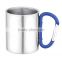 classical double wall stainless steel coffe mug with handle zh-456