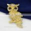 Cute animal series-magnificent KC gold owl brooch/handmade rhinestone brooch