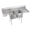 Freestanding Commercial Stainless Steel 2 Two Compartment Sink with Two Drainboard