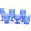 press glass drinkingware/goblet, Hiball, DOF, dessert bowl,Champagne flute in cobalt blue color with Jewery patern