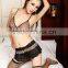 Wholesale women's lingerie sweet leopard lace thong bikini skirt three-piece suit