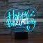 3D Optical Night Light Happy Birthday Gift 7 RGB Light Colors 10 LEDs AA Battery or DC 5V Mixed Lot