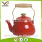 Enamel tea kettle set with wooden handle ,With decal printing carbon steel enamel tea kettle