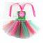 Fashion peacock girls tulle tutu dress - baby girls tulle chiffon flower with crochet bands sets -girls puffy tutu dress