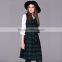 Woman Autumn Woven Vest Dress Female Big Plaid Sleeveless Wind Dress Femme Manteau 2016