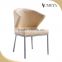 Hotel chair modern restaurant used metal dining chair with leather and fabric seat