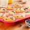 Hot Sale Cake Tools Cupcake Baking Tray Fondant Kitchen Bakeware Silicone Non-Stick 12 Cups Cake Mold Muffin Pan