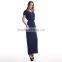 Plain style slim fit elegant shortsleeve long evening dress