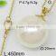 Glaring big size pearl pendant gold plating necklace