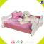 Wholesale beautiful toddler wooden doll bed toy pink best selling wooden doll bed toy W06E010
