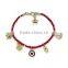 gold evil eye fatima hand peace sign four leaf clover elephant charms bracelet wax cord handwoven friendship bracelet luck charm