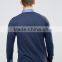 Long Sleeve Stitched Down Collar Four Button Placket Chest Pocket Navy Men's 100% Cotton Soft Jersey 220g Casual Polo T-Shirt