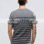 2016 High Quality Custom Short Sleeve O-Neck Chest Pocket Grey Mens 100% Cotton Breathable Casual Stripe T-Shirt