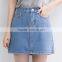 2016 Yi Wu Custom Design Casual Summer Short Mini Light Blue Slim Women Denim Short Overralls Skirt