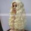 Wholesale Long Wave Heat Resistant Fiber Hair Side Part Blonde Synthetic Lace Front Halloween Wig