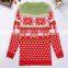 Fashionable design long style red snowflake patterns ladies Christmas sweater