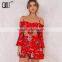 Front tie girls 2 piece crop set long sleeve floral tops and mini skirts