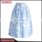 Custom Service Women Blue Blossoming Floral Printed A-line Midi Skirt