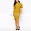 2016 New Design Yellow Woven Fabric Women Midi Prom Pencil Dress