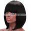 short silk straight wig for yong lady and women bob wigs with bangs