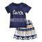 Wholesale summer printing kids girl outfits cotton children girl sets clothing