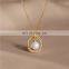 Women Accessories Circle Pearl Charm Pendant Simple Box Chain 925 Silver Necklace
