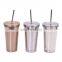 GINT Hot Selling double wall color glitter  drinking water cup with lids and straws